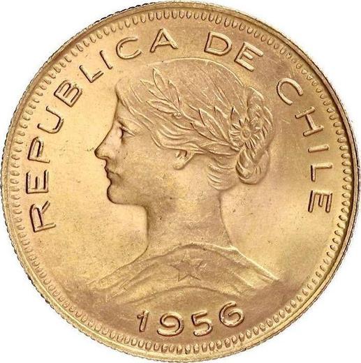 Аверс монеты - 100 песо 1956 года So - цена золотой монеты - Чили, Республика