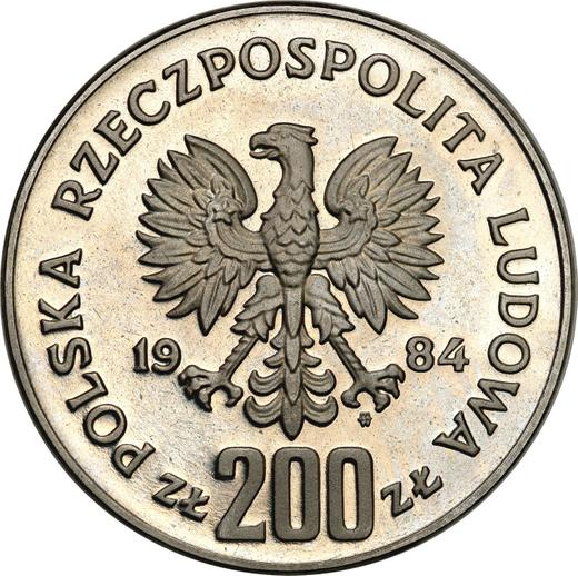 Аверс монеты - Пробные 200 злотых 1984 года MW "XXIII летние Олимпийские Игры - Лос-Анджелес 1984" Никель - цена  монеты - Польша, Народная Республика
