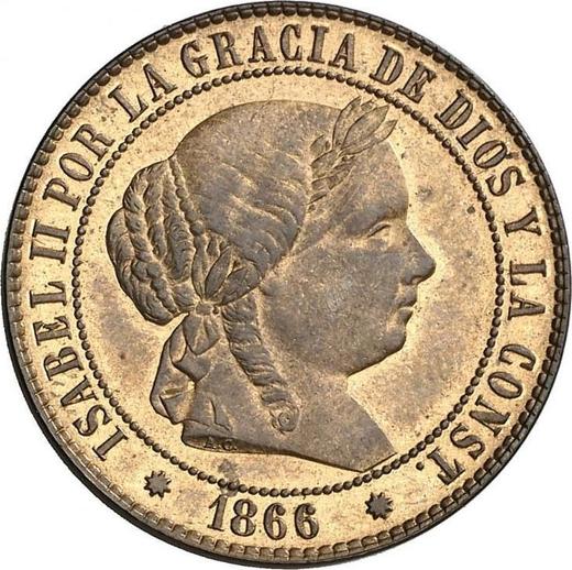 Awers monety - 2 1/2 centimos de escudo 1866 Ośmioramienne gwiazdy Bez OM - cena  monety - Hiszpania, Izabela II