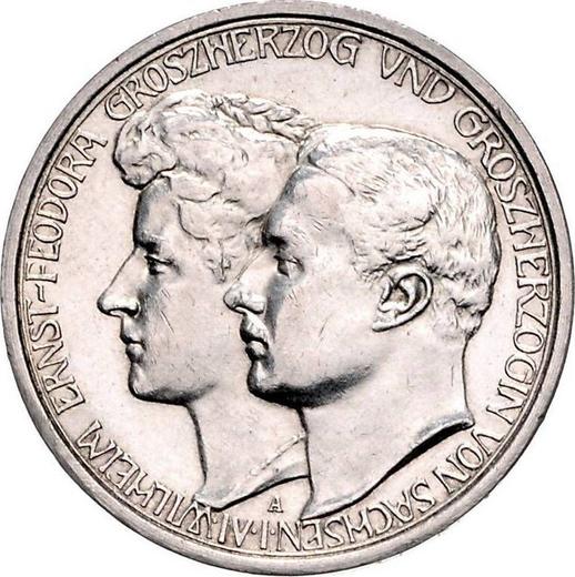 Awers monety - 3 marki 1910 A "Saksonia-Weimar-Eisenach" Ślub - cena srebrnej monety - Niemcy, Cesarstwo Niemieckie