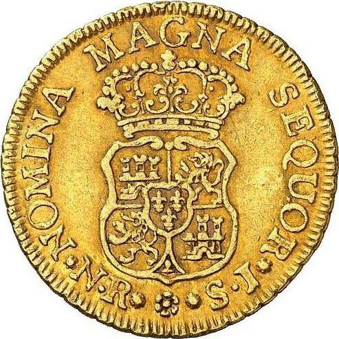 Reverse 2 Escudos 1757 NR SJ - Gold Coin Value - Colombia, Ferdinand VI