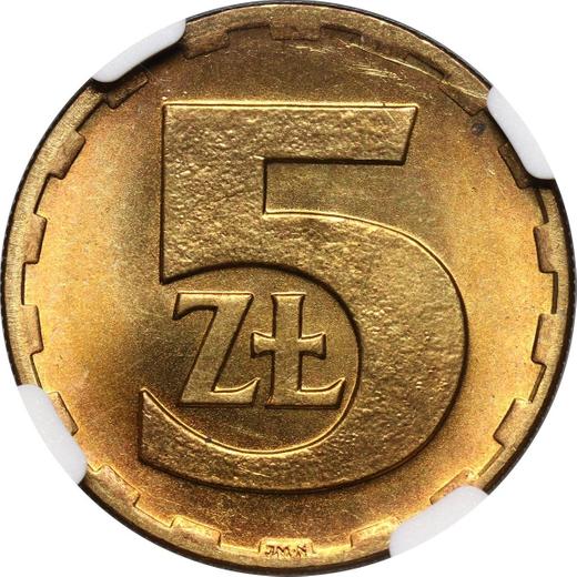 Reverso 5 eslotis 1976 - valor de la moneda  - Polonia, República Popular