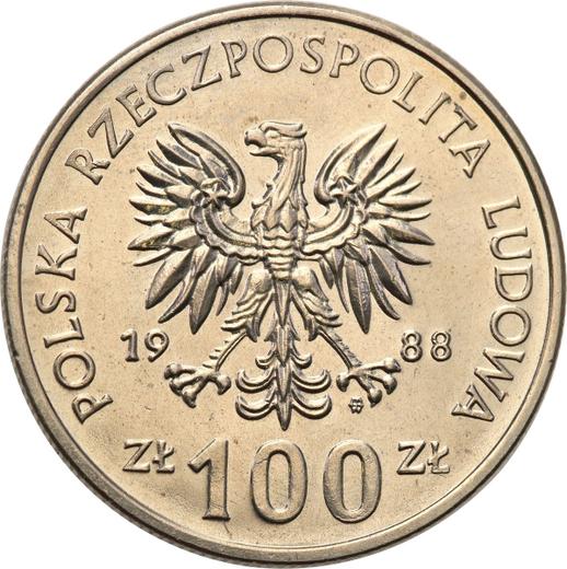 Аверс монеты - Пробные 100 злотых 1988 года MW SW "Ядвига" Медно-никель - цена  монеты - Польша, Народная Республика