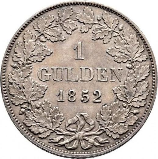 Реверс монеты - 1 гульден 1852 года - цена серебряной монеты - Вюртемберг, Вильгельм I