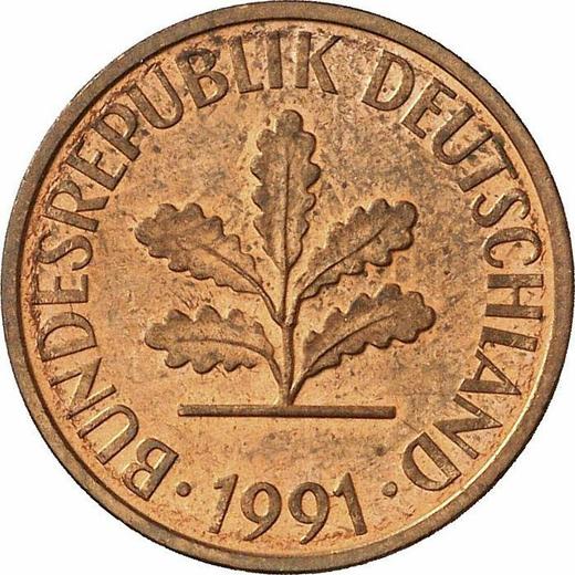 Реверс монеты - 2 пфеннига 1991 года A - цена  монеты - Германия, ФРГ