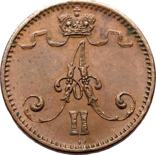 Аверс монеты - 1 пенни 1873 года - цена  монеты - Финляндия, Великое княжество
