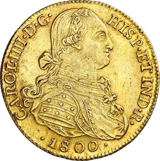 Аверс монеты - 8 эскудо 1800 года NR JJ - цена золотой монеты - Колумбия, Карл IV