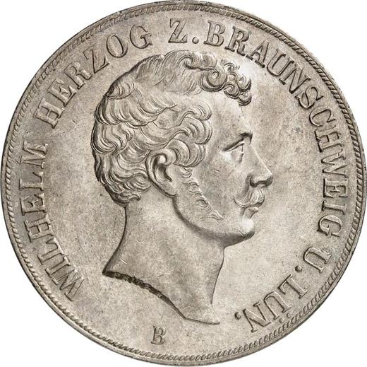Avers Doppeltaler 1854 B - Silbermünze Wert - Braunschweig-Wolfenbüttel, Wilhelm