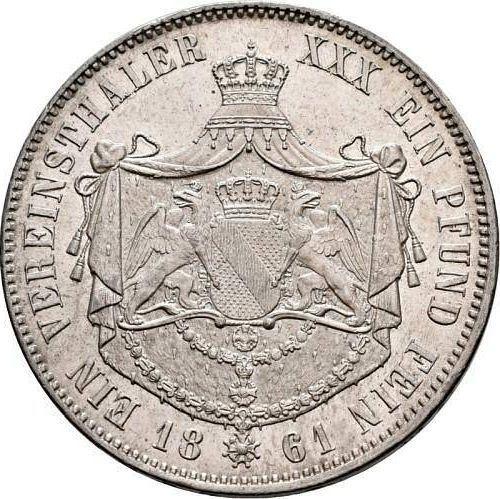 Реверс монеты - Талер 1861 года - цена серебряной монеты - Баден, Фридрих I