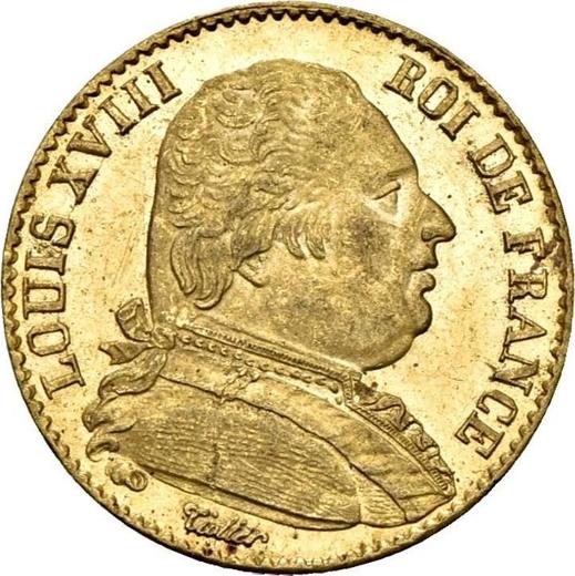 Аверс монеты - 20 франков 1815 года A "Тип 1814-1815" Париж - цена золотой монеты - Франция, Людовик XVIII
