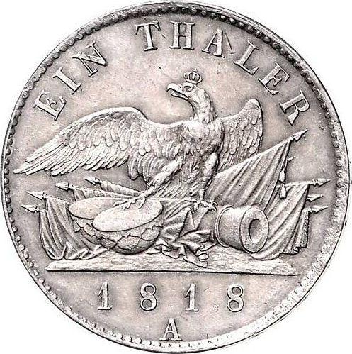 Rewers monety - Talar 1818 A "Typ 1816-1822" - cena srebrnej monety - Prusy, Fryderyk Wilhelm III