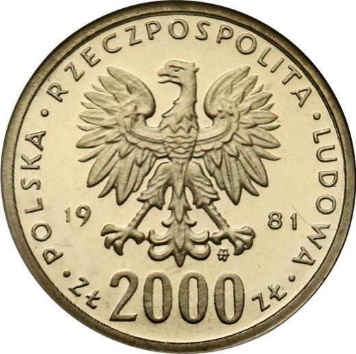 Аверс монеты - Пробные 2000 злотых 1981 года MW "Владислав I Герман" Никель - цена  монеты - Польша, Народная Республика