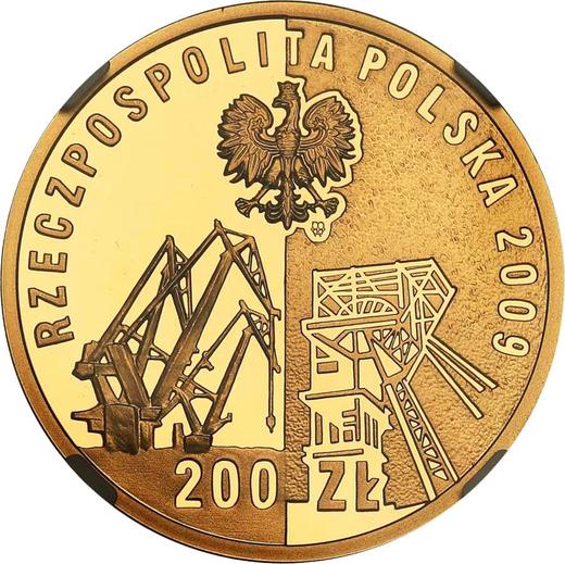 Avers 200 Zlotych 2009 MW UW "Solidarität" - Goldmünze Wert - Polen, III Republik Polen nach Stückelung