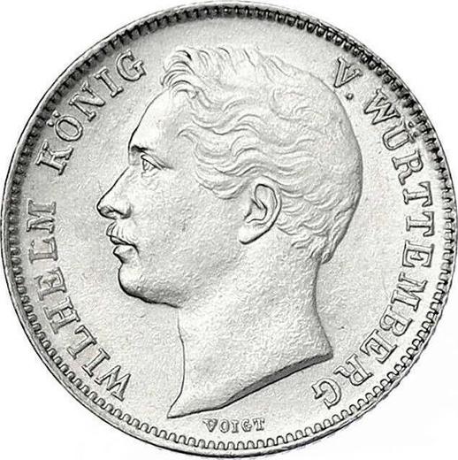Аверс монеты - 1/2 гульдена 1844 года - цена серебряной монеты - Вюртемберг, Вильгельм I