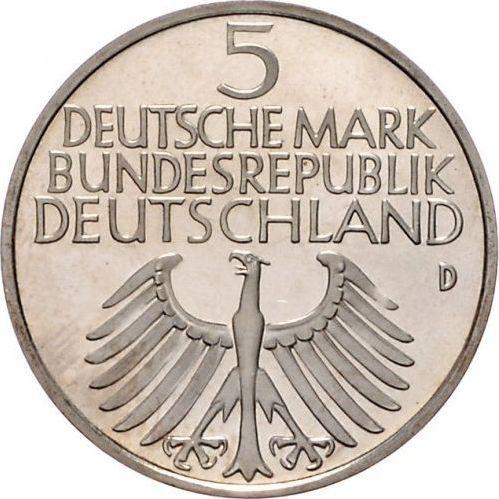 Reverso 5 marcos 1952 D "Museo Nacional" - valor de la moneda de plata - Alemania, RFA