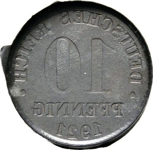 Reverso 10 Pfennige 1917-1922 "Tipo 1917-1922" Moneda incusa - valor de la moneda  - Alemania, Imperio alemán