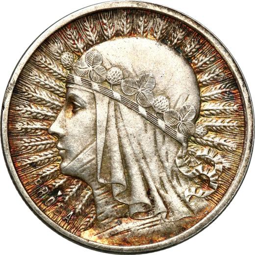 Аверс монеты - Пробные 2 злотых 1933 года "Полония" Выпуклая надпись PRÓBA - цена серебряной монеты - Польша, II Республика