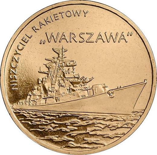 Reverso 2 eslotis 2013 MW "Destructor lanzamisiles "Warszawa"" - valor de la moneda  - Polonia, República moderna