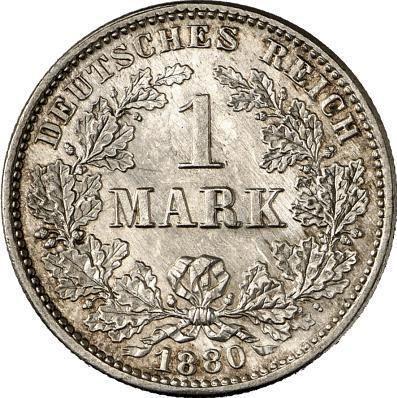 Аверс монеты - 1 марка 1880 года G "Тип 1873-1887" - цена серебряной монеты - Германия, Германская Империя