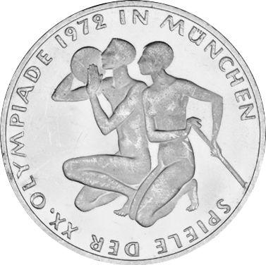 Аверс монеты - 10 марок 1972 года F "XX летние Олимпийские игры" - цена серебряной монеты - Германия, ФРГ