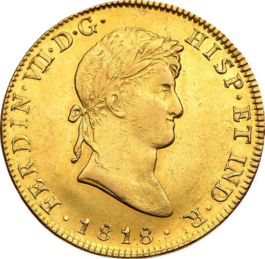 Anverso 8 escudos 1818 Mo JJ - valor de la moneda de oro - México, Fernando VII