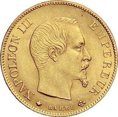 Аверс монеты - 10 франков 1858 года BB "Тип 1855-1860" Страсбург - цена золотой монеты - Франция, Наполеон III