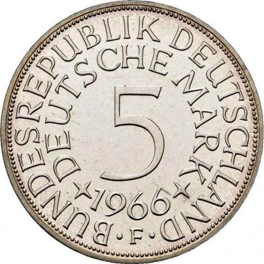 Аверс монеты - 5 марок 1966 года F - цена серебряной монеты - Германия, ФРГ