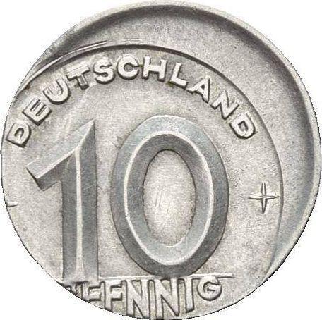 Аверс монеты - 10 пфеннигов 1948-1950 года Смещение штемпеля - цена  монеты - Германия, ГДР