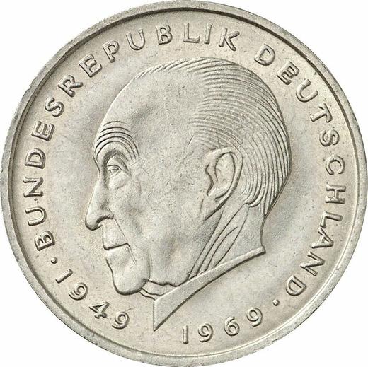 Аверс монеты - 2 марки 1970 года F "Аденауэр" - цена  монеты - Германия, ФРГ