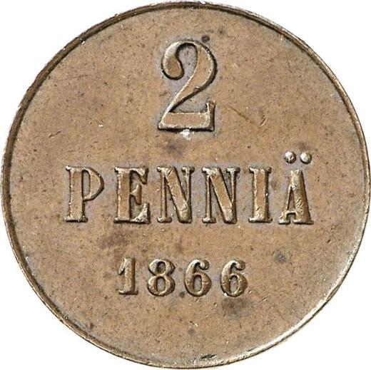 Awers monety - Próba 2 penni 1866 Bez obwódki - cena  monety - Finlandia, Wielkie Księstwo