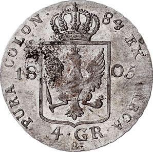 Reverso 4 groschen 1805 B "Silesia" - valor de la moneda de plata - Prusia, Federico Guillermo III