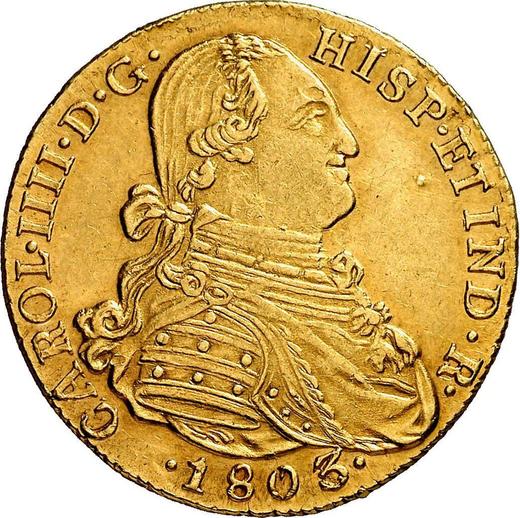 Аверс монеты - 4 эскудо 1803 года NR JJ - цена золотой монеты - Колумбия, Карл IV