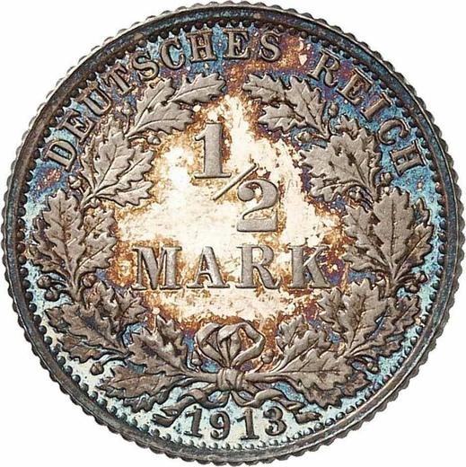 Аверс монеты - 1/2 марки 1913 года E "Тип 1905-1919" - цена серебряной монеты - Германия, Германская Империя