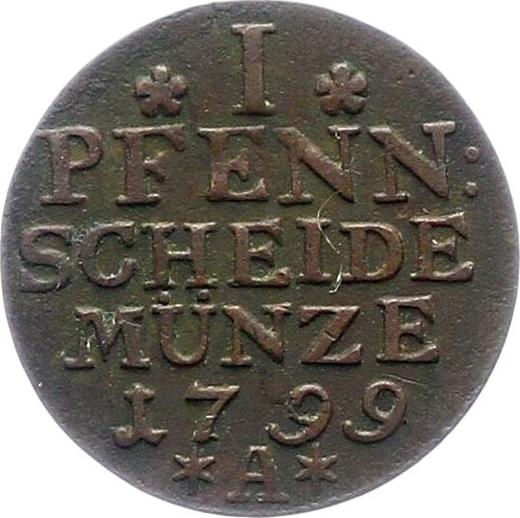 Reverso 1 Pfennig 1799 A "Tipo 1799-1806" - valor de la moneda  - Prusia, Federico Guillermo III