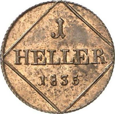 Reverso Heller 1835 - valor de la moneda  - Baviera, Luis I