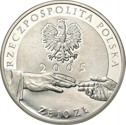 Аверс монеты - 10 злотых 2005 года MW UW "Иоанн Павел II" - цена серебряной монеты - Польша, III Республика после деноминации