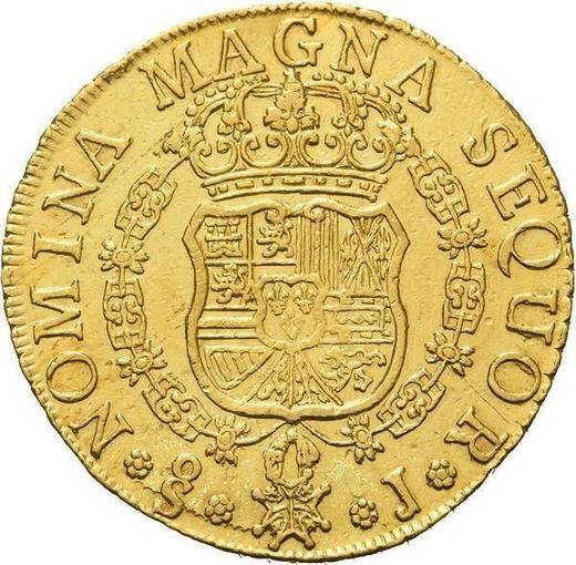 Reverse 8 Escudos 1757 So J - Gold Coin Value - Chile, Ferdinand VI