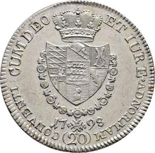 Rewers monety - 20 krajcarow 1798 W "Typ 1798-1799" - cena srebrnej monety - Wirtembergia, Fryderyk I