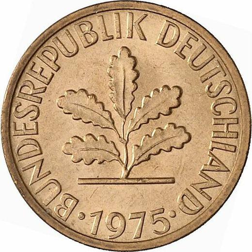 Reverso 1 Pfennig 1975 D - valor de la moneda  - Alemania, RFA