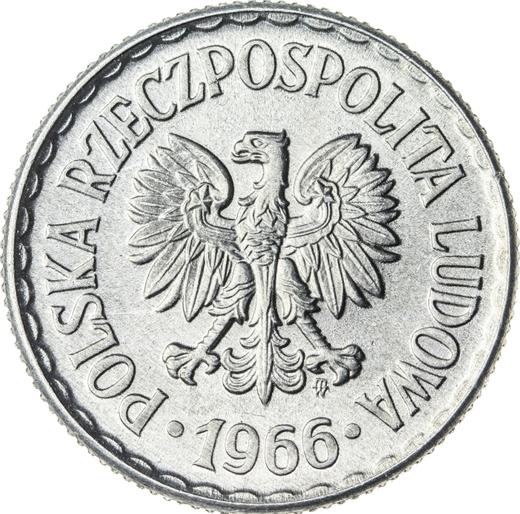 Аверс монеты - 1 злотый 1966 года MW - цена  монеты - Польша, Народная Республика