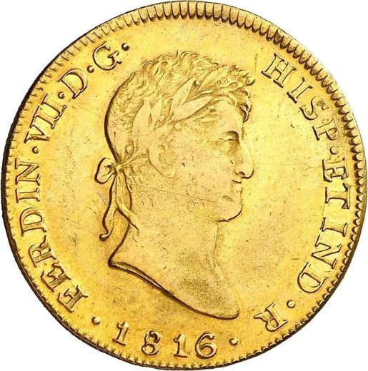 Anverso 8 escudos 1816 Mo JJ - valor de la moneda de oro - México, Fernando VII
