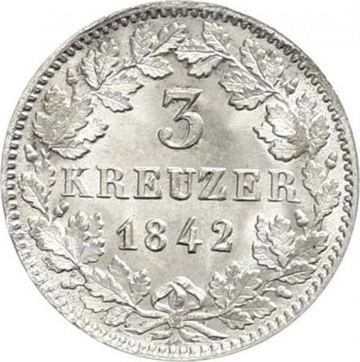 Реверс монеты - 3 крейцера 1842 года - цена серебряной монеты - Баден, Леопольд