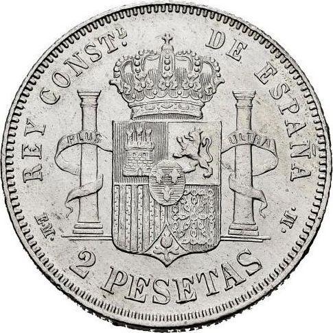 Rewers monety - 2 pesety 1879 EMM - cena srebrnej monety - Hiszpania, Alfons XII