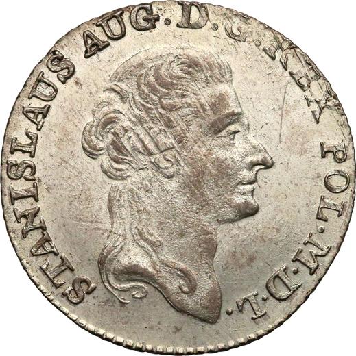 Obverse 1 Zloty (4 Grosze) 1795 MV "Kościuszko Uprising" Inscription 84 1/2 - Silver Coin Value - Poland, Stanislaus II Augustus