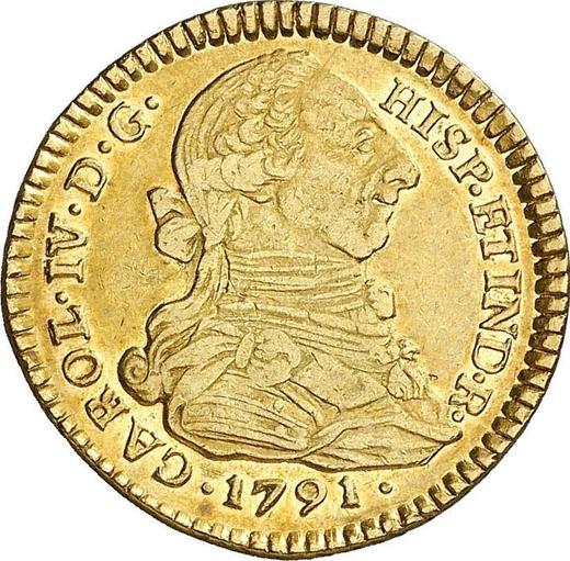 Аверс монеты - 2 эскудо 1791 года P SF "Тип 1789-1791" - цена золотой монеты - Колумбия, Карл IV