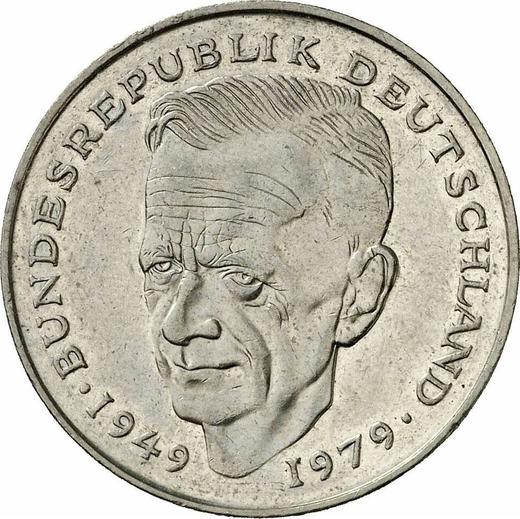 Аверс монеты - 2 марки 1986 года D "Курт Шумахер" - цена  монеты - Германия, ФРГ