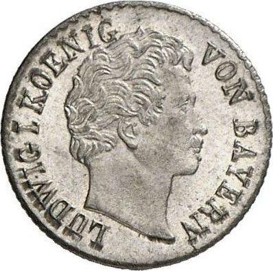 Awers monety - 1 krajcar 1833 - cena srebrnej monety - Bawaria, Ludwik I