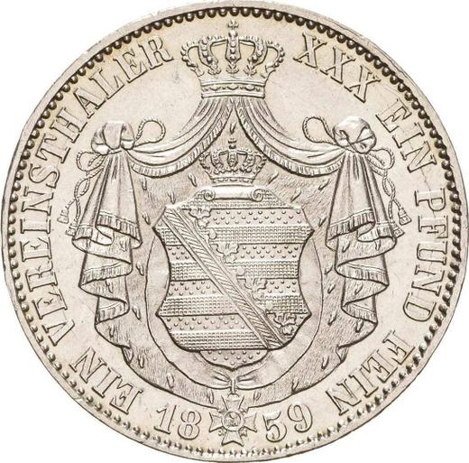 Revers Taler 1859 F - Silbermünze Wert - Sachsen, Johann