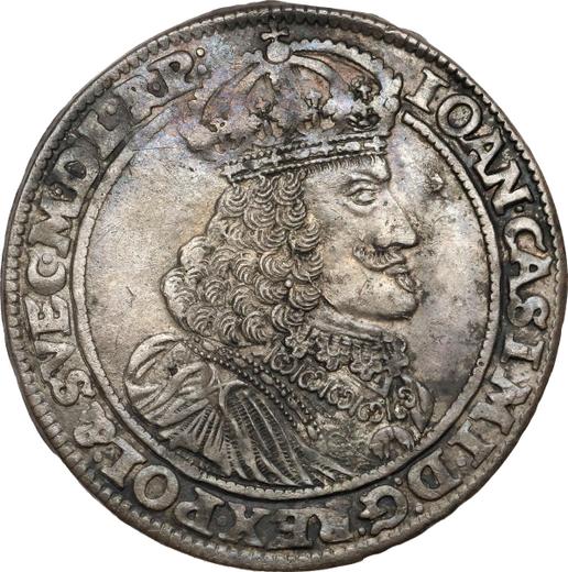 Аверс монеты - Орт (18 грошей) 1653 года AT "Прямой герб" - цена серебряной монеты - Польша, Ян II Казимир