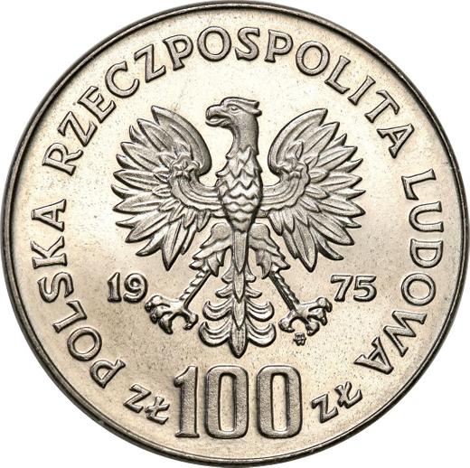 Аверс монеты - Пробные 100 злотых 1975 года MW SW "Елена Моджеевская" Никель - цена  монеты - Польша, Народная Республика